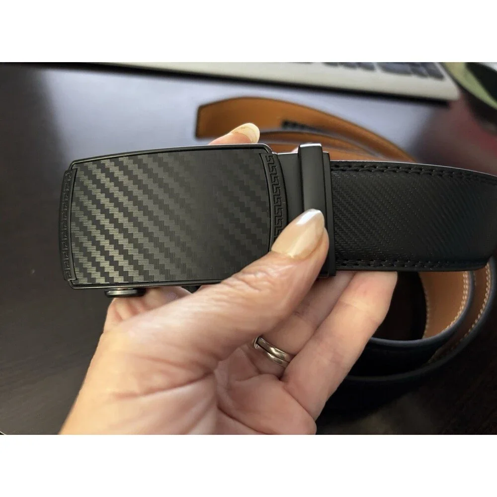 New Mens unbranded Dress or Casual Ratchet Adjustable Trimmable Belt black